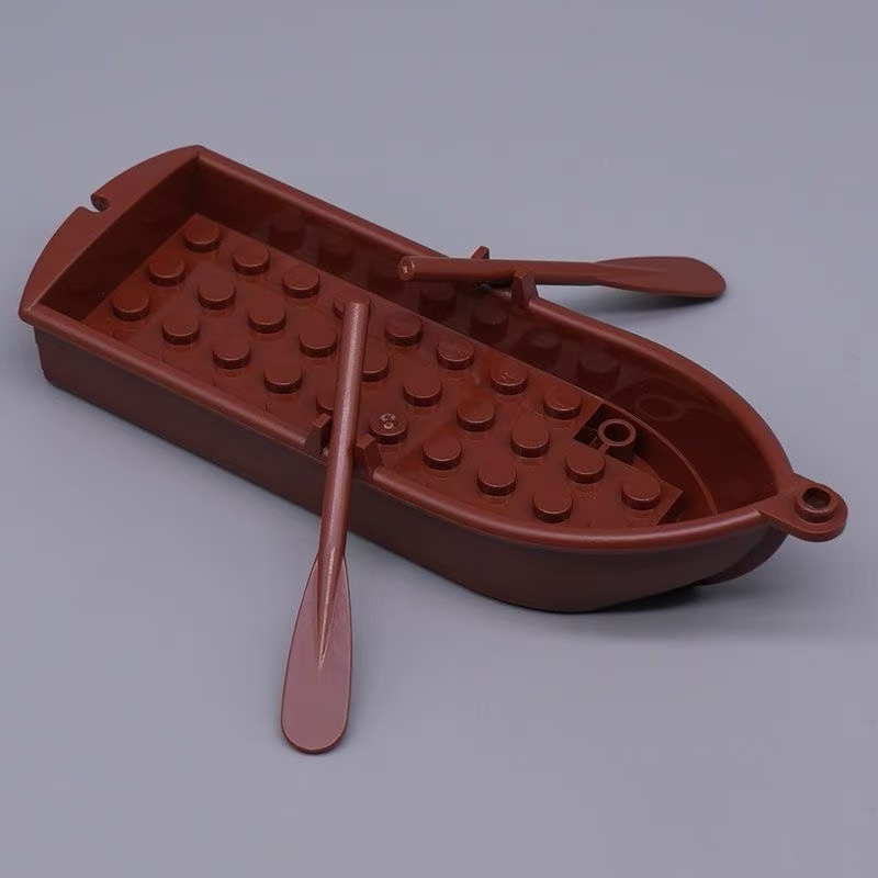 小颗粒积木小船拼装玩具场景摆件