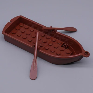 国产小颗粒积木零散配件小船船体5x14x2船桨海洋颗粒场景拼装玩具