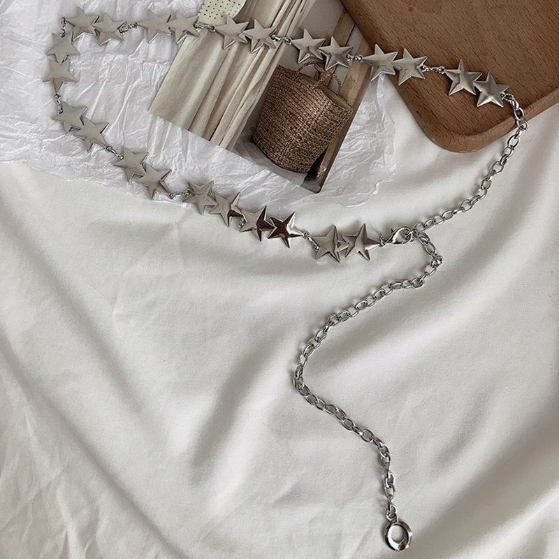 复古百搭五角星圆珠挂坠腰链