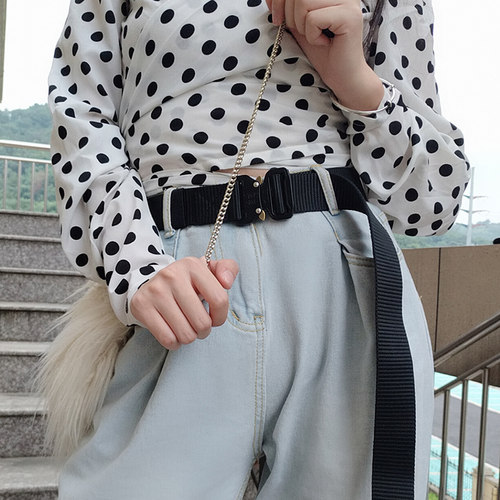 战术腰带女夏季军训眼镜蛇插扣装饰牛仔裤帆布尼龙军迷裤带皮带 - 封面