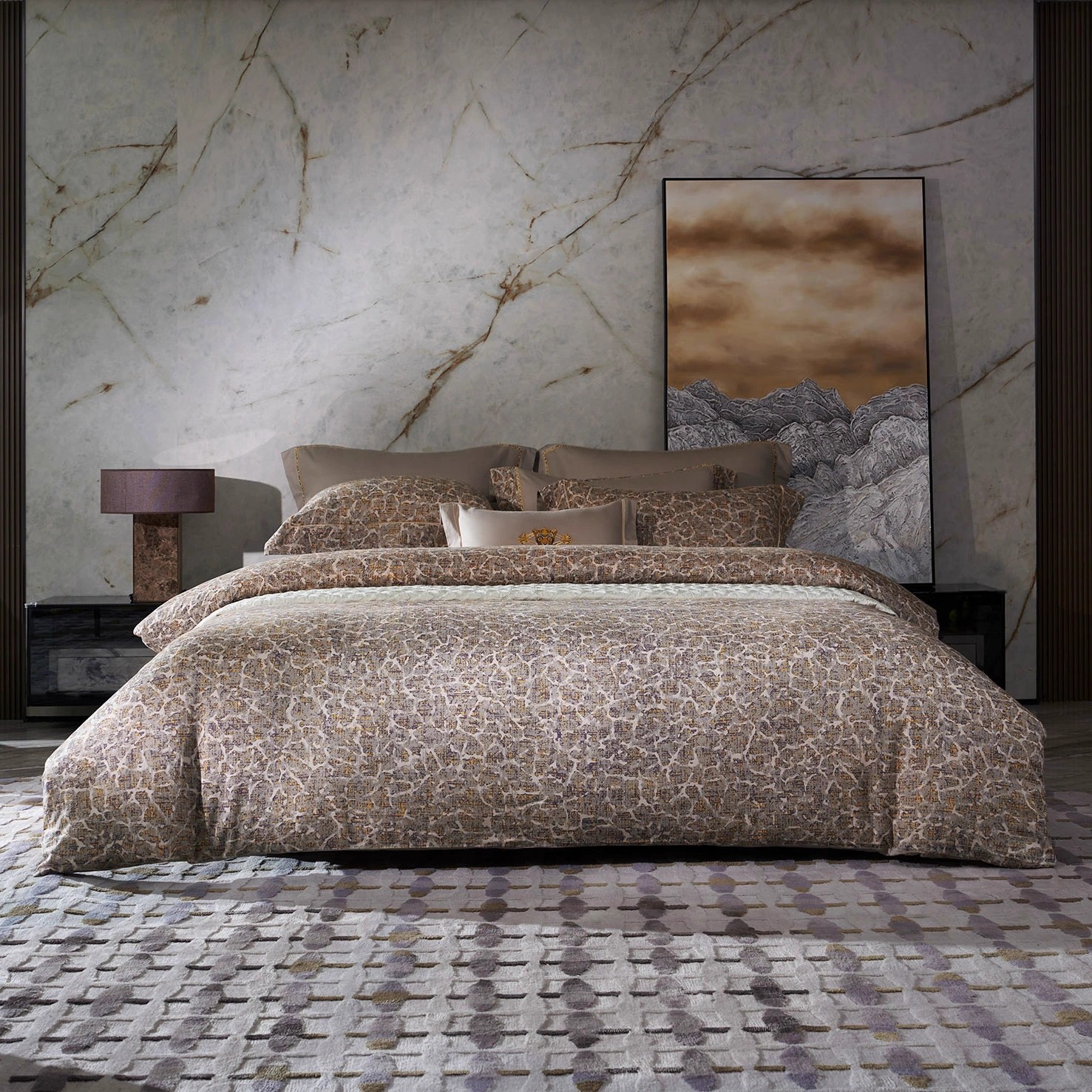 寐MINE 2025新款轻奢高端长绒棉磨毛印花四件套 隙 商场同款 隙