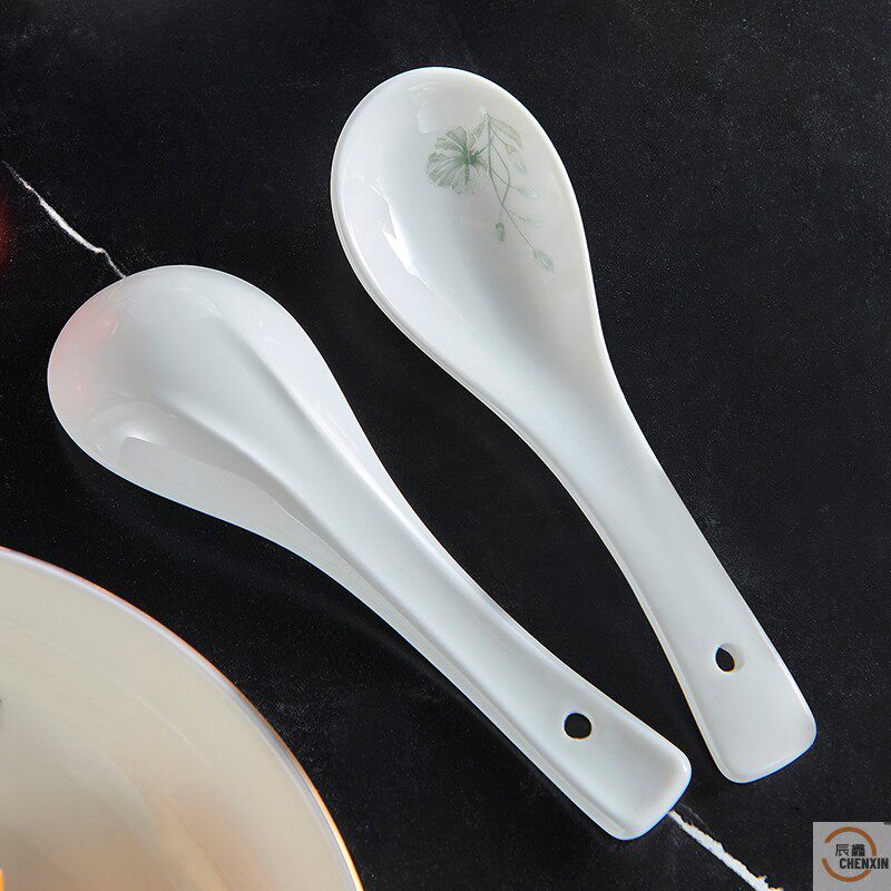 天顺陶瓷精致小勺子家用迷你精美创意小汤勺汤匙调羹小瓷勺粥勺短