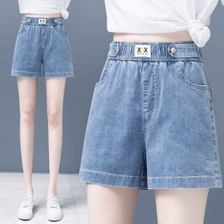 冰丝牛仔短裤女夏季薄款2025新款显瘦三分裤高腰天丝阔腿休闲短裤