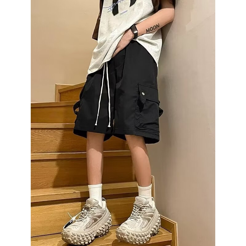 夏季韩版工装短裤男设计感口袋潮流休闲宽松五分直筒裤子外穿阔腿