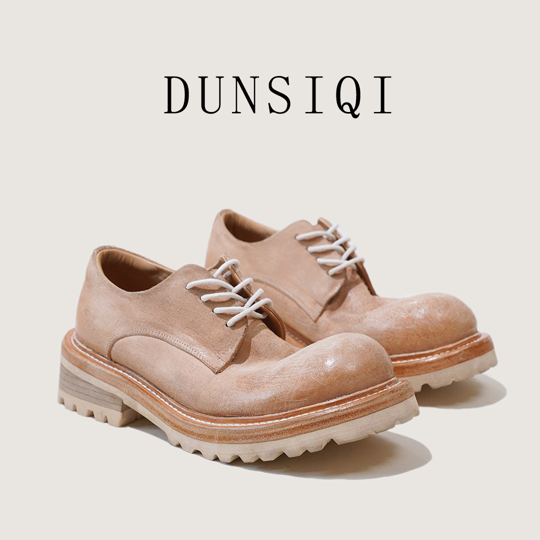 【DUNSIQI】春夏新款手工马臀皮鞋真皮大底休闲鞋男女同款德比鞋