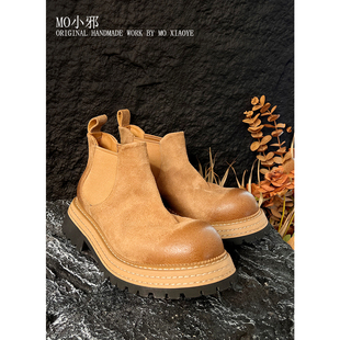 【MO小邪】手工马皮短靴男女款骑士靴户外休闲马丁切尔西经典款