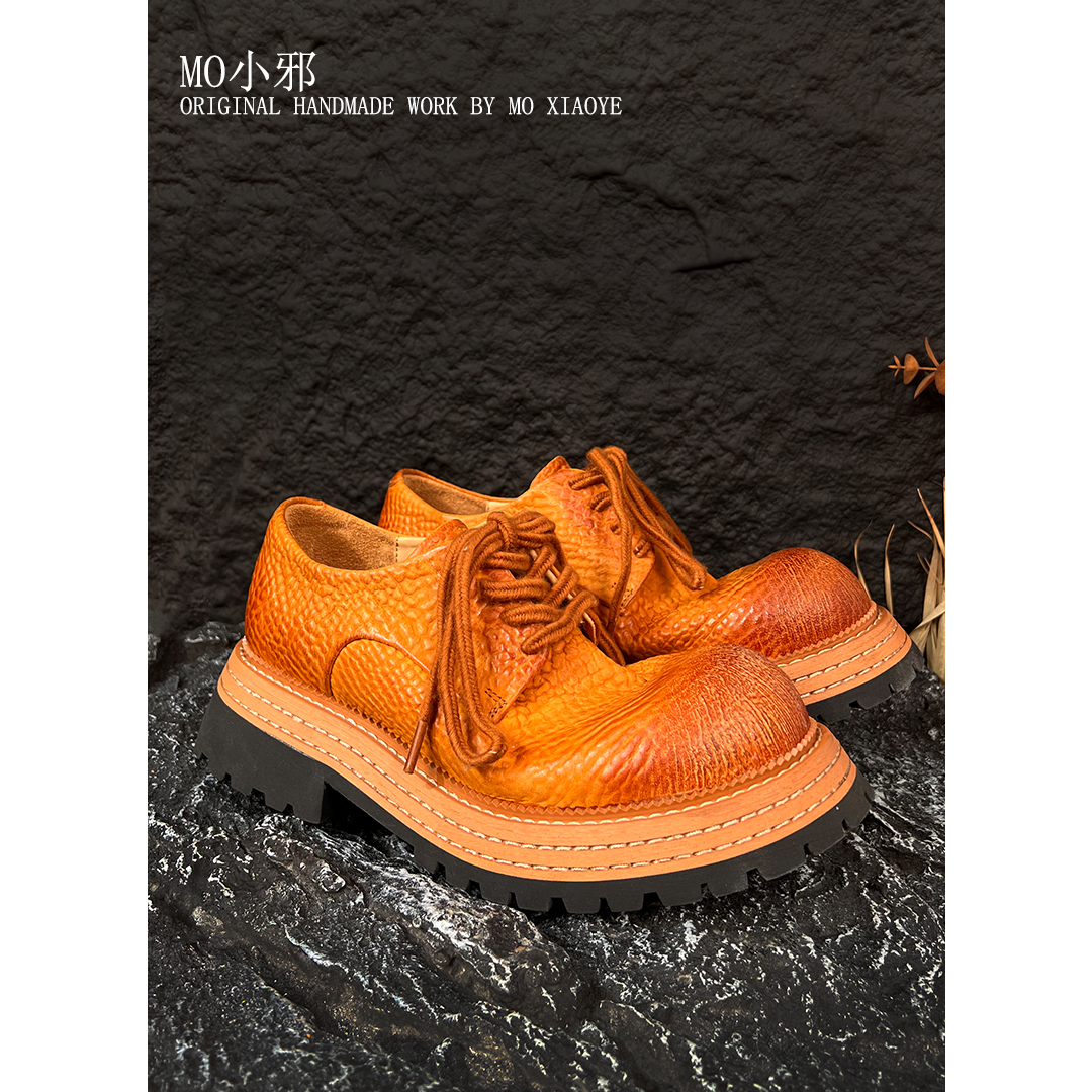 【MO小邪】F888手工复古做旧马皮鞋男女同款英伦风小皮鞋乐福女