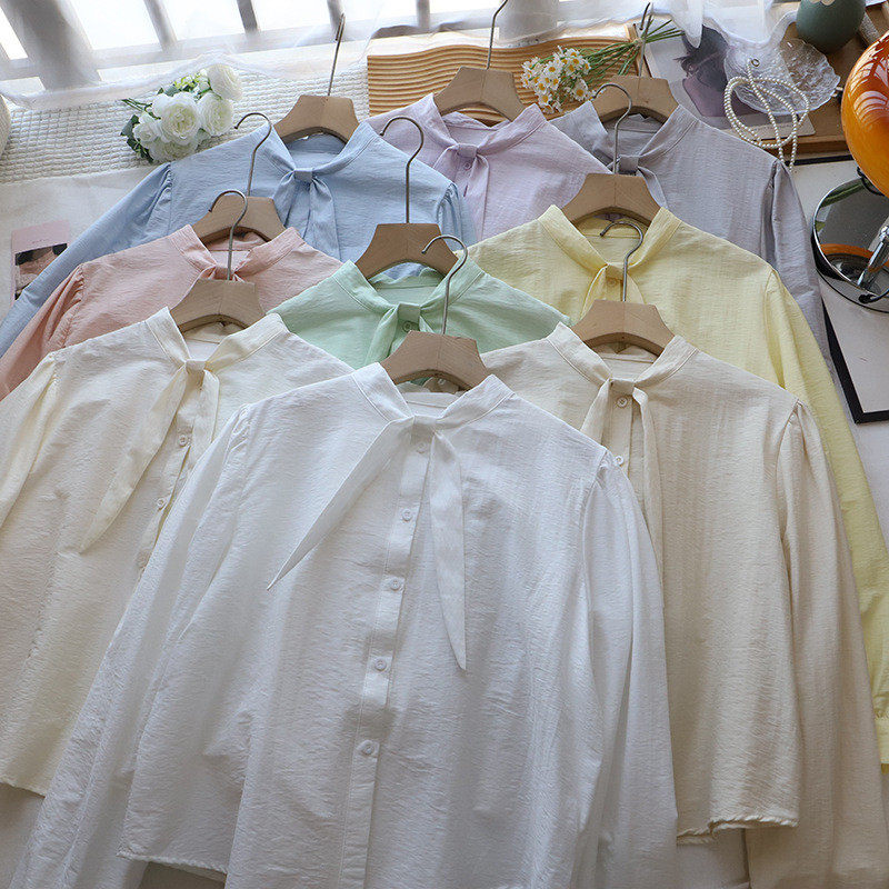 2026早春新款韩版立领气质减龄净版显瘦百搭长袖衬衫女,女装/女士精品,衬衫,淘宝优惠券,粉丝福利购,淘宝优惠卷