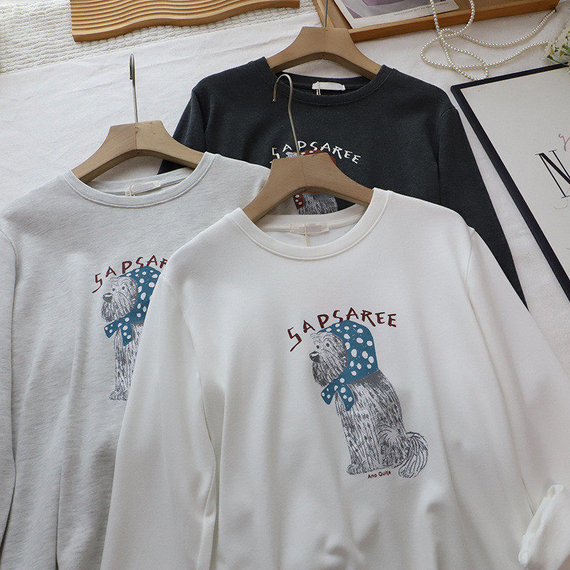 2026秋冬新款韩版圆领卡通印花显瘦百搭抓绒长袖T恤女,女装/女士精品,T恤,淘宝优惠券,粉丝福利购,淘宝优惠卷