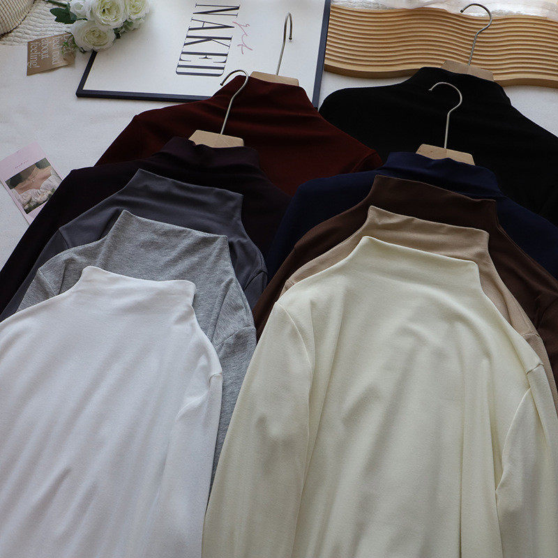 2026秋冬新款韩版半高领简约纯色百搭显瘦长袖打底衫女,女士内衣/男士内衣/家居服,吊带/背心/T恤/打底/肌底衣,淘宝优惠券,粉丝福利购,淘宝优惠卷