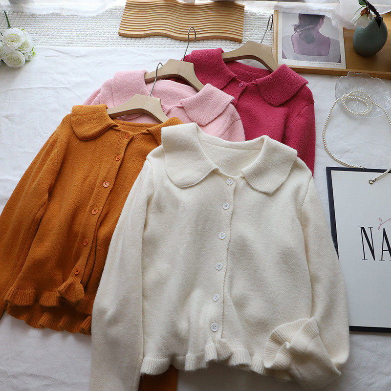 2026秋季新韩版甜美减龄娃娃领显瘦百搭开衫毛衣外套女,女装/女士精品,毛衣,淘宝优惠券,粉丝福利购,淘宝优惠卷