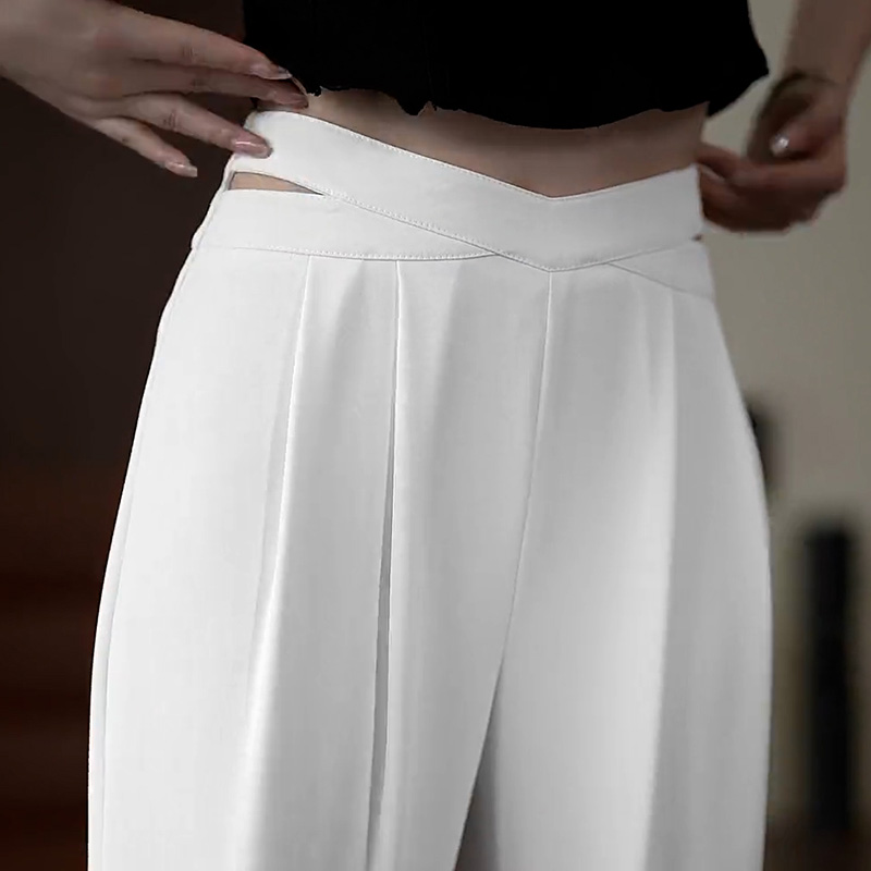 高端白色裤子女垂感高级
