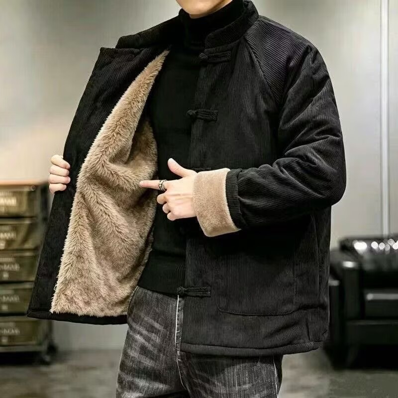 男士新中式唐装棉衣冬季灯芯绒