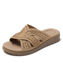 凉拖踩屎防滑旅行沙滩鞋 坡跟平底水钻外穿拖鞋 女镂空百搭户外时装