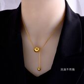 极简ins圆球金属冷淡风毛衣链小众设计感复古项链 钛钢不掉色