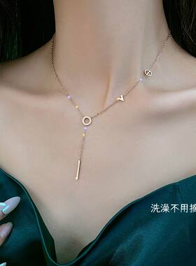 【钛钢不掉色】小众love爱意字母简约ins网红流苏超仙闺蜜项链女