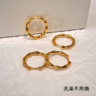 【钛钢不掉色】赵露思同款几何竹节竹子节节高升素圈耳扣闺蜜耳圈