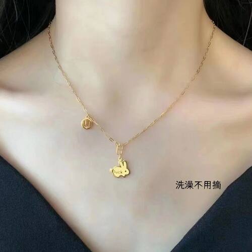 【钛钢不褪色】Luck兔U字母牌本命年幸运某福同款ins闺蜜项链女款