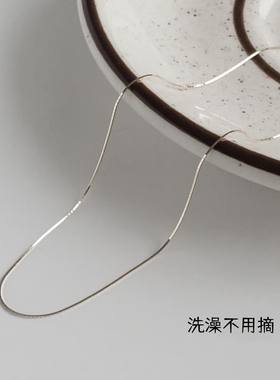 【钛钢不掉色】极简风全素链圆形细蛇骨银色闺蜜手链脚链情侣项链