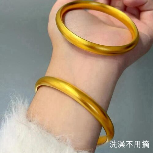 女钛钢泥鳅背宽面中国风手镯女