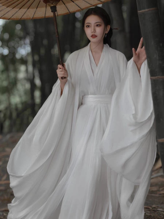 2024新款汉服女晋制清冷系古装白色魏晋风广袖流仙裙超仙飘逸冬季
