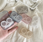 简约便携式 近视小巧隐形眼镜盒美瞳盒护理盒伴侣盒透明多个小清新