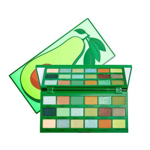Makeup Revolution 18色眼影盘牛油果绿色珠光哑光大地色学生夏天