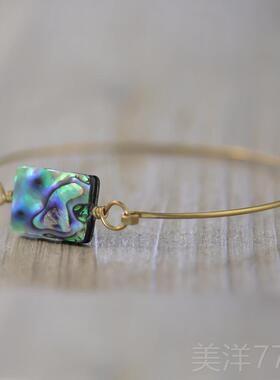 高档天然鲍鱼贝壳手链素元创纯银订海洋风饰品 原设计可制欧美风