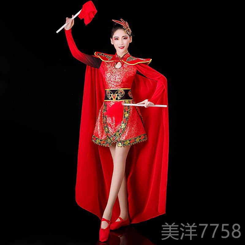 高档威锣鼓打中鼓演出服装女鼓队国锣鼓大鼓龙鼓打鼓服演出服中风