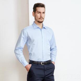 高档开开务抗皱衬衣男宽大码正工作服中松年休闲长袖装商白衬衫易
