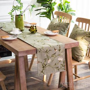 高档式桌旗棉麻风小碎花餐桌长条桌茶几茶台布装美饰鞋柜电视布柜