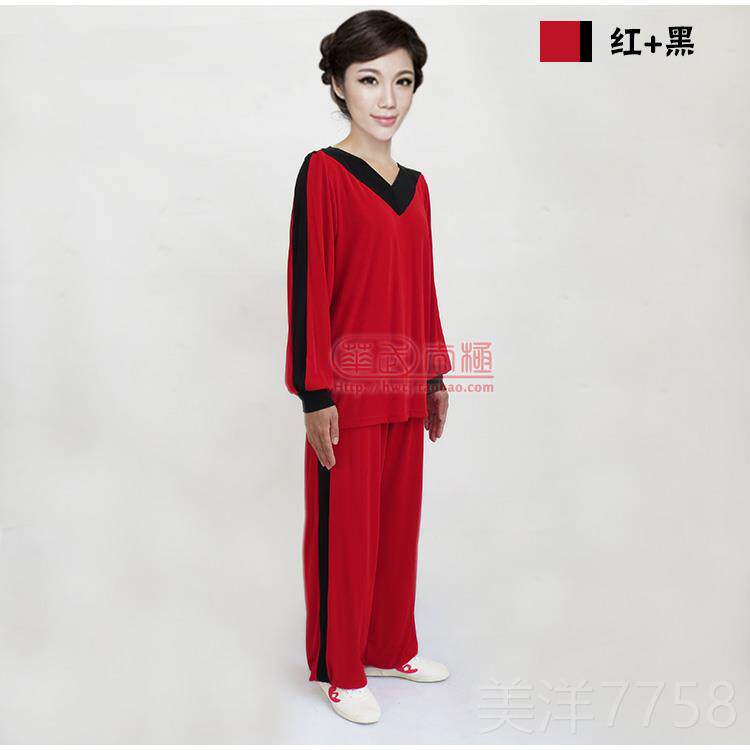 高档年太极服木兰冰服练功服女春夏秋季弹力服丝套中老男木兰拳舞