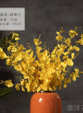高档景德镇橙色新式中陶花瓶家居软装饰品插瓷花陶罐轻奢面台摆件