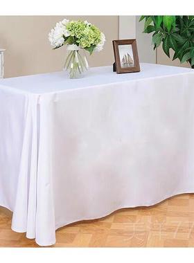 高档定制布展会桌印刷logo会议签到方形台地推布广告蓝色长长桌布