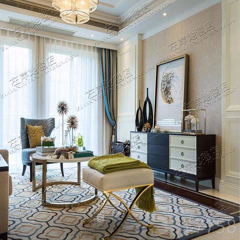 高档奢欧美式样板间客厅轻茶几沙工发卧室床式边书房衣帽间手腈纶