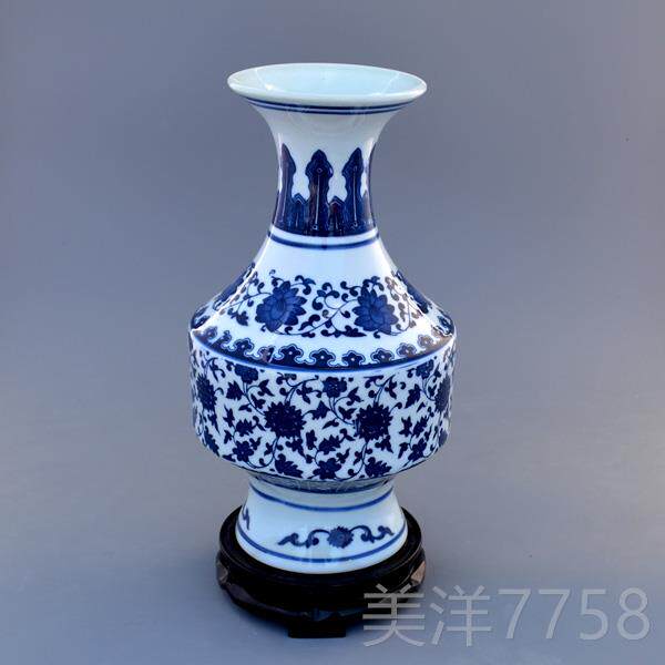 高档景德镇陶花瓶 器摆件仿古青花瓷 瓷客厅大号 博古架 家居装瓷