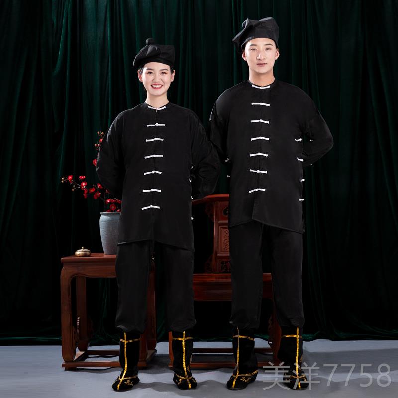 高档戏剧装武戏曲演出服武松打虎黑色服打衣武生衣服夜行衣杂役戏