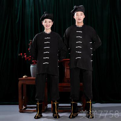 高档戏剧装武戏曲演出服武松打虎黑色服打衣武生衣服夜行衣杂役戏