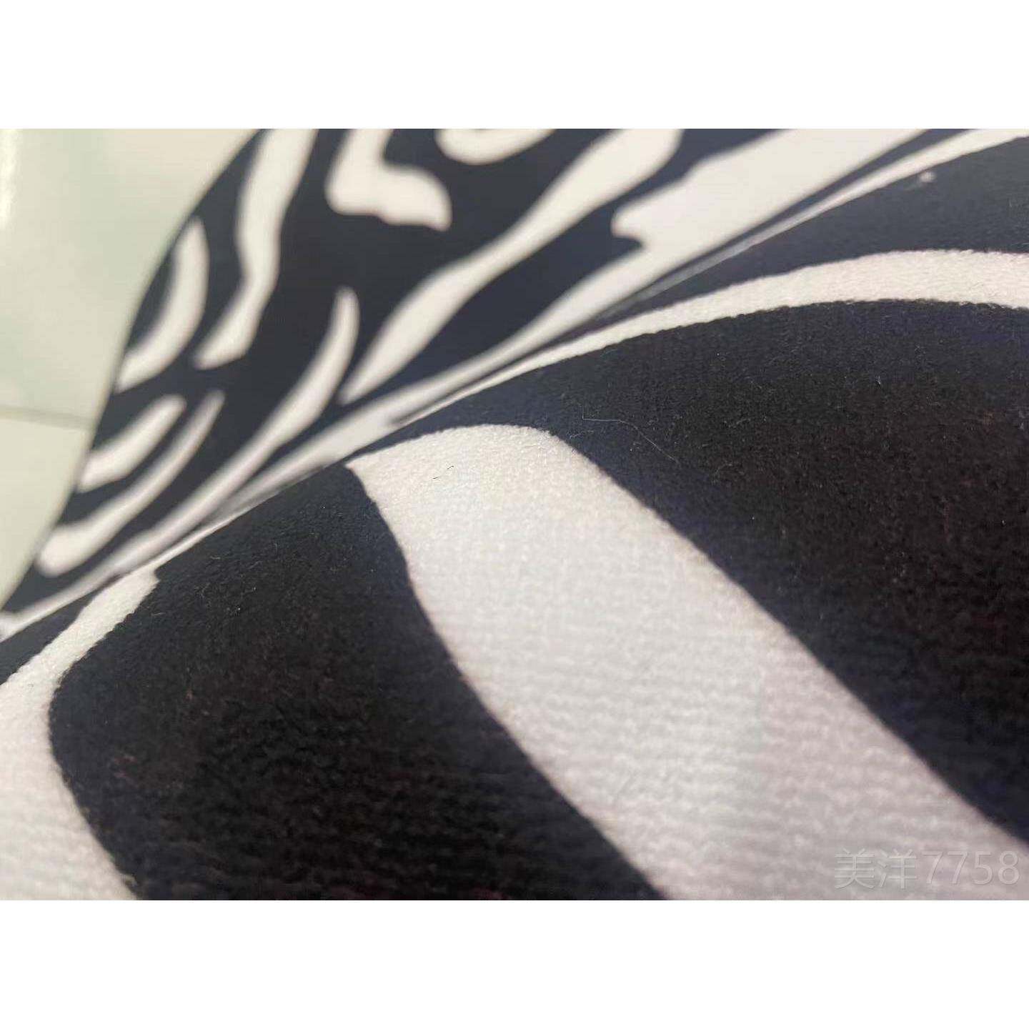 高档邮手包工加圈绒地毯简约电ins风格黑白斑马纹圆厚形脑椅客厅