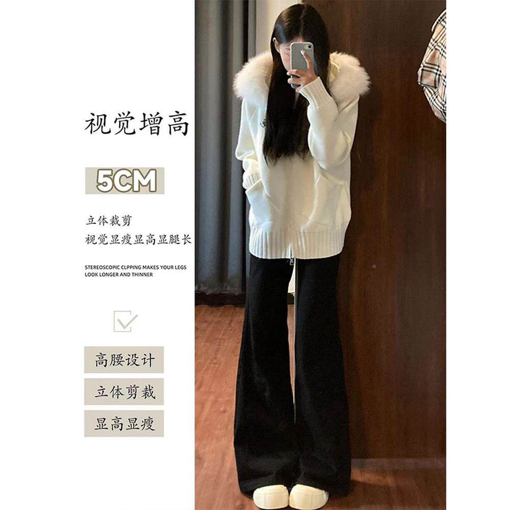 马黑色不贴腿微喇叭牛仔裤2女205秋冬小个子高腰弹FKE修身显瘦蹄