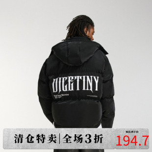 高街冬季 羽绒服美式 加厚外套男女 连帽雾面logo印花短款 DICETINY
