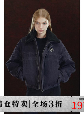 DICETINY可拆双领加棉外套宽松冬季翻领保暖洗水复古棉衣工装夹克