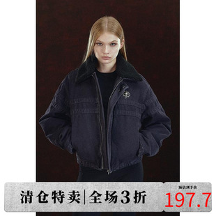 DICETINY可拆双领加棉外套宽松冬季 夹克 翻领保暖洗水复古棉衣工装