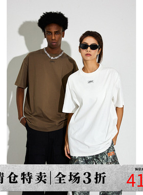 DICETINY基础logo冰丝凉感短袖男女夏季复古潮牌圆领纯色T恤上衣