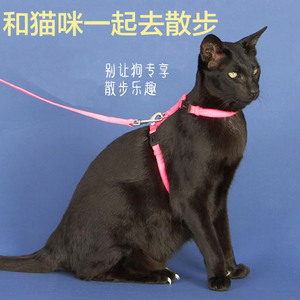 猫用牵引绳猫专用拴猫绳溜猫绳子胸背带成猫猫链子牵引带宠物用品