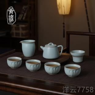仿古汝瓷景镇手工陶瓷 高档汝窑高石德瓢茶功壶套客厅家用夫茶具装