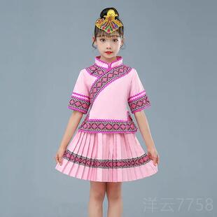 高档广西三月壮服头饰少儿服装数民族男童女童演苗族瑶少族舞三蹈