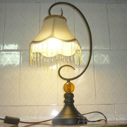 高档厅欧式铁艺仿古灯台客卧室床头灯水晶台酒店限时疯抢新品超值