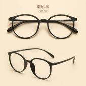 高档韩国防光辐射豹玳瑁纹眼镜女男圆大脸框无度数平蓝光护目镜近
