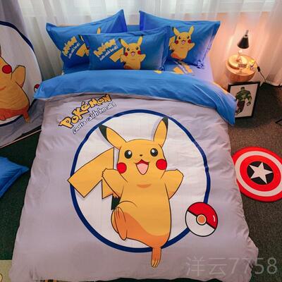 高档卡通儿四件套全棉纯棉男孩超人宿舍三件童套床笠大黄蜂床用上